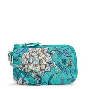 Vera Bradley Peacock Garden RFID Slim Wristlet New